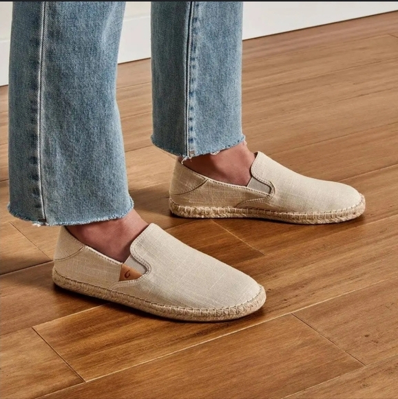 Olukai Kaula Pa'a Kapa Beige Slip-On Espadrilles Size 11 - Picture 1 of 11
